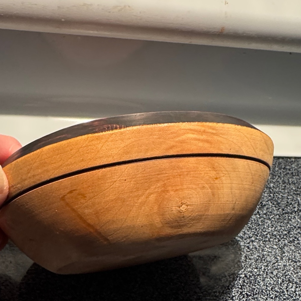 Handcrafted Wooden Bowl with Dark Rim - Picture 2 of 10